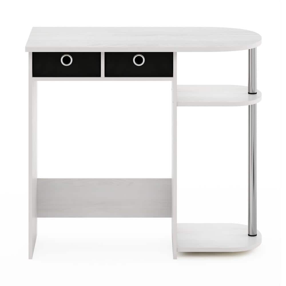 Scandinavian Light Wood Computer Desk with White Drawer Accents