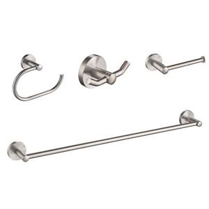 Elie 4-Piece Bath Hardware Set with 24 in. Towel Bar, Paper Holder, Towel Ring and Robe Hook in Brushed Nickel