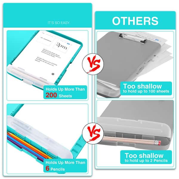 Afoxsos Clipboard with Storage Heavy Duty Plastic Clipboard Case