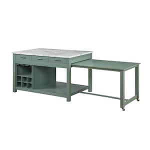 Tatum 104 in. Rectangle Green Faux Marble with Wood Frame (Seats 8)