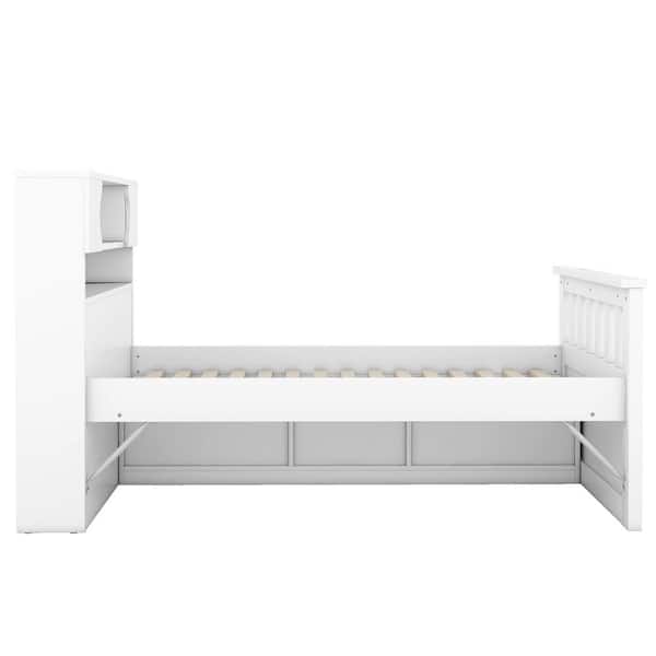 Fellows!(Q)「Q.E.D.」 Qualler White Wood Frame Twin Size Platform Bed with Drawers