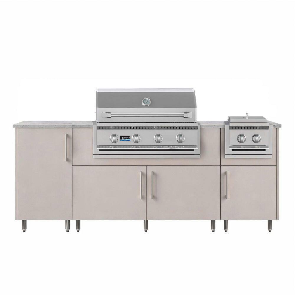 Golden Sky 86.5 in. W 4-Burner Propane Grill Island in Stainless Steel Miami Shoreline Gray with Side Burner and 2-ROT price history on PriceWatchPro