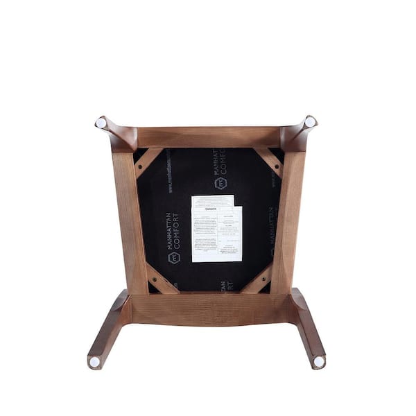 Manhattan Comfort Modern Moderno Stackable Dining Chair Upholstered in Leatherette with Solid Wood Frame in Walnut and Black- Set of 2 Manhattan Comfort Modern Moderno Stackable Dining Chair Upholstered in Leatherette with Solid Wood Frame in Walnut and Black- Set of 2