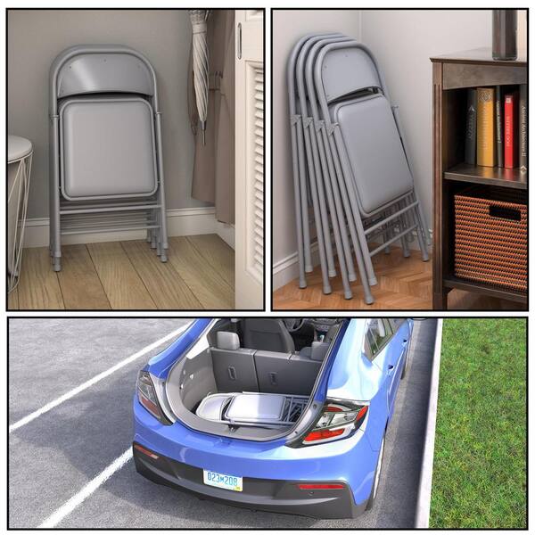 Cosco SmartFold Grey Vinyl Seat Folding Chair (Set of 4