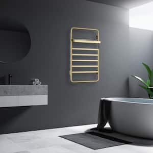 5-Towel Electric Heated Holders Stainless Steel Wall Mounted Towel Warmer Drying with shelf for Bathroom in Brushed gold
