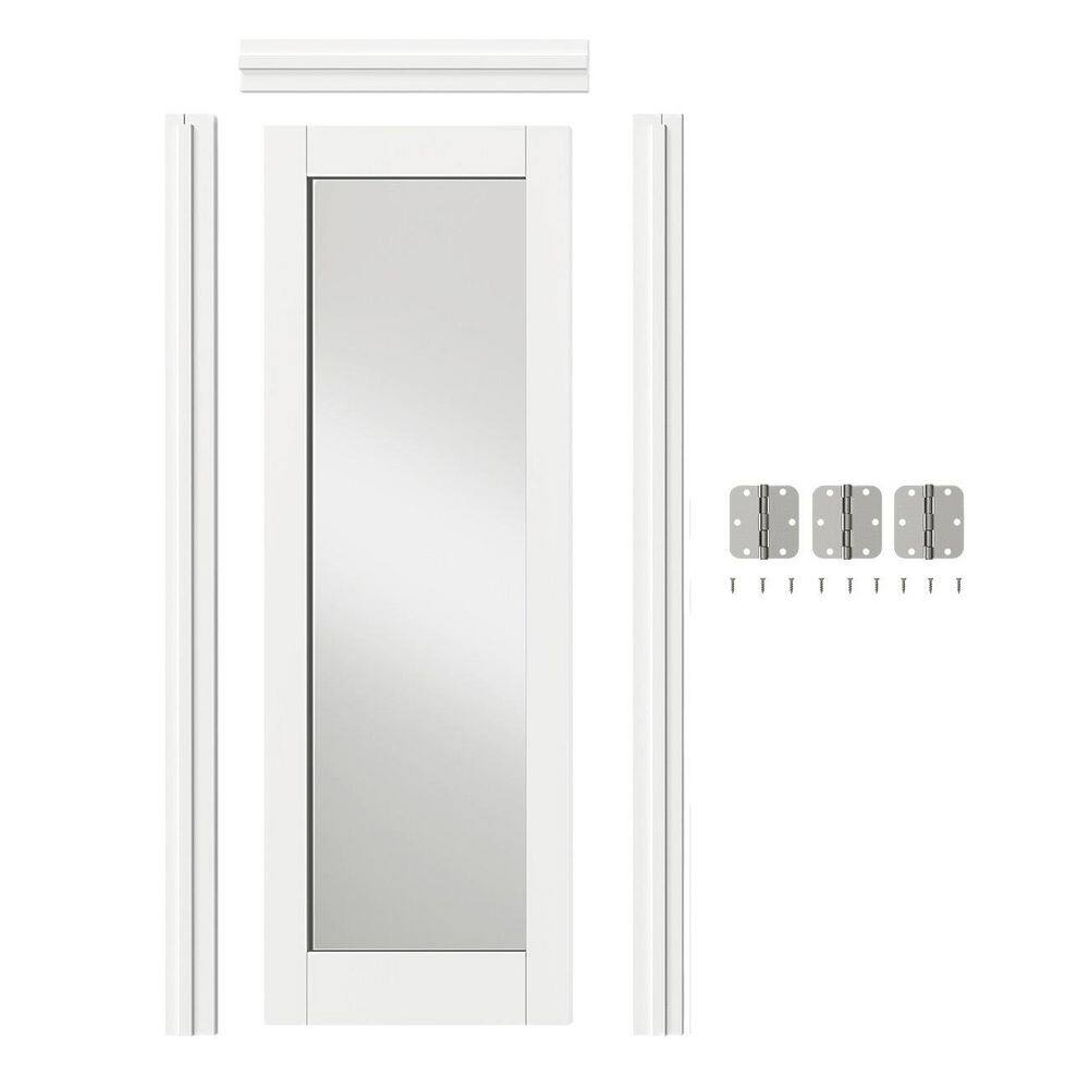24 in. x 80 in. Full Lite Mirrored Glass, White Wood Prehung Interior Door Right-Handed with Assemble Jamb & Handle price history on PriceWatchPro