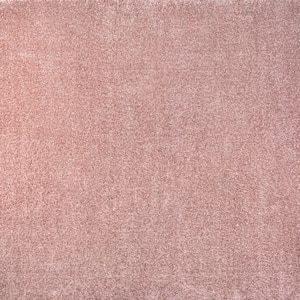 Haze Solid Low-Pile Pink 7 ft. Square Area Rug