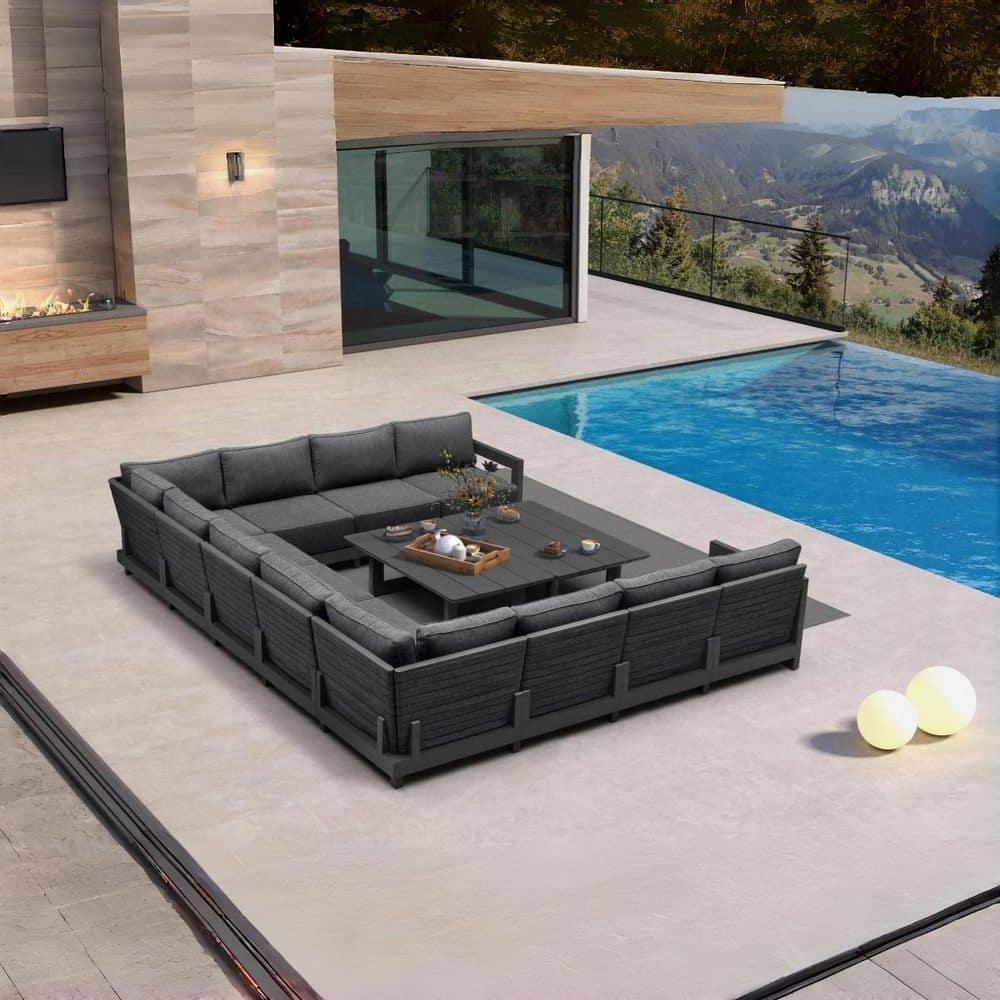 13 Pieces Patio Conversation Sets All Weather Outdoor Couch Sectional Set with Cushion Conversation Set Gray price history on PriceWatchPro