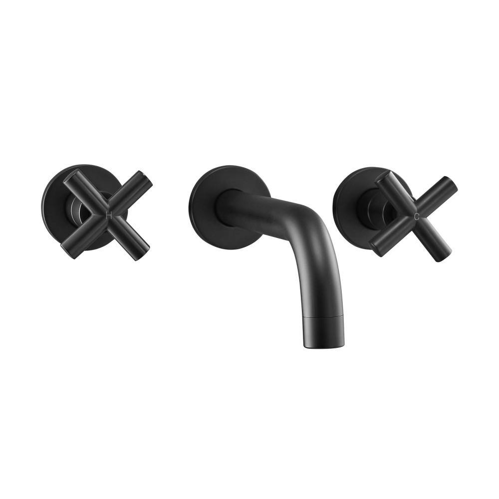 Swiss Madison Ivy Double Handle Valve Wall Mounted Faucet In Matte Black Sm Bf62mb The Home Depot 4957