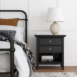 Amherst Solid Wood 24 in. Wide Traditional Bedside Nightstand Table in Black