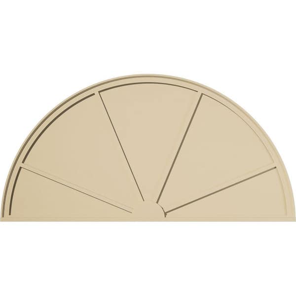 74-in W x 37-in H x 2-in P Half Round 4-SpokeSignature Urethane Pediment, Primed Tan