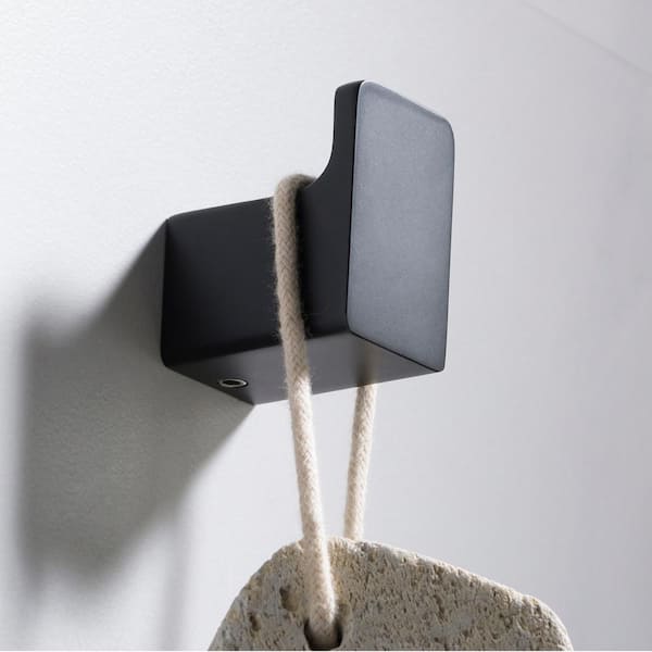 Stelios Bathroom Robe and Towel Hook in Matte Black