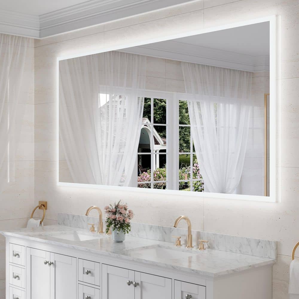84 in. W x 42 in. H Rectangular Framed Wall LED Bathroom Vanity Mirror with Dimmer, Defogger, Tri-Color, UL-Certified price history on PriceWatchPro