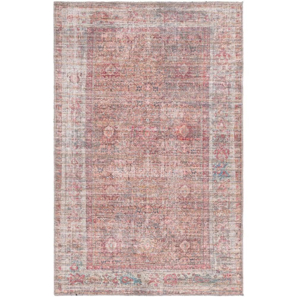 Unique Loom Nostalgia Euphoria Rust Red and Brown 4 ft. x 6 ft. Machine ...