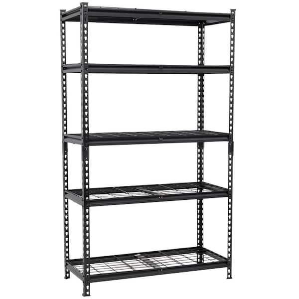 5-Tier Adjustable Metal Storage Shelving Unit Pantry Organizer in Black (36 in. W x 72 in. H x 18 in. D)
