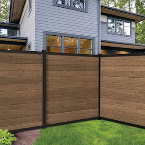 Mixed Materials 71.379 in. x 5.25 in. x 1.775 in. Matte Black Aluminum Fence Channel Kit for Wood Infill