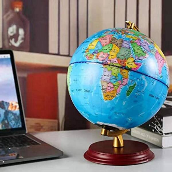 11 in. x 8 in. 7-in-1 LED Globe-Night View Stars Map, Wood Stand
