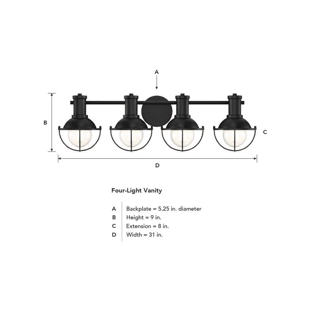Dalton 31" Matte Black and Brushed Gold Vanity Light