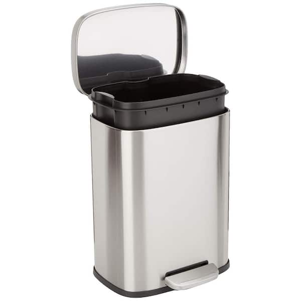 3.1 gal. Sliver Rectangular Metal Household Trash Can with Lid