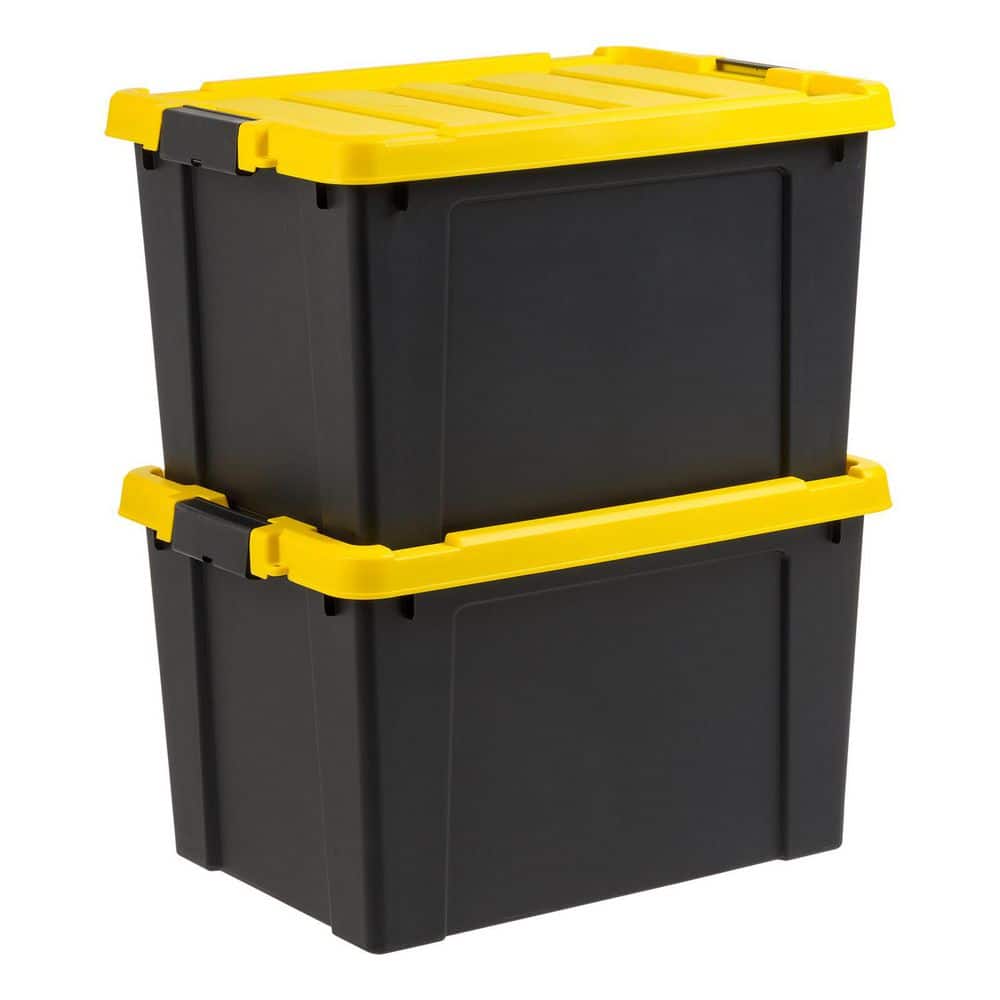 20 gal. Heavy-Duty Stackable Storage Tote, Black with Yellow Lid (Set of 2) price history on PriceWatchPro
