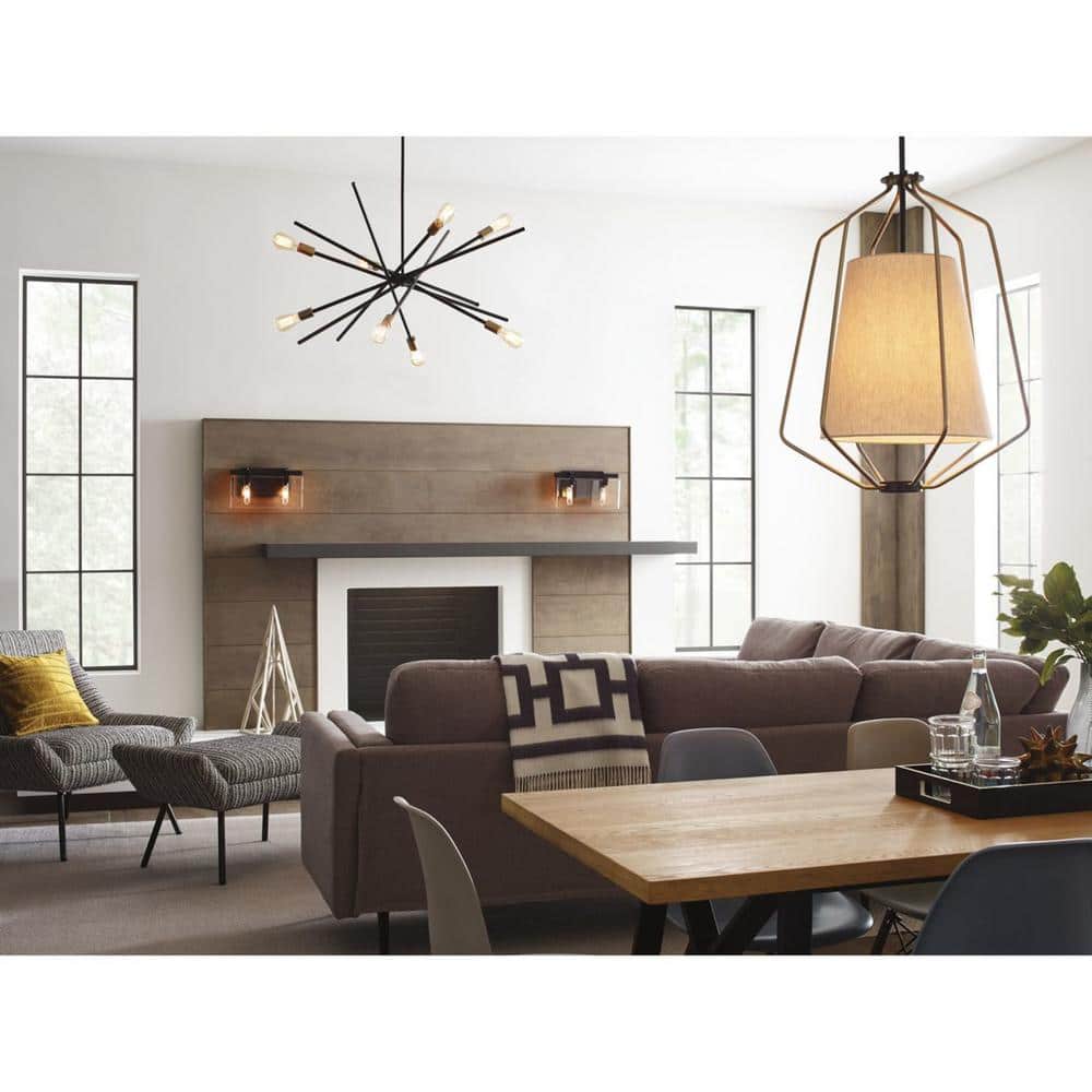 Antique Bronze Sputnik 8-Light Chandelier with Brass Accents