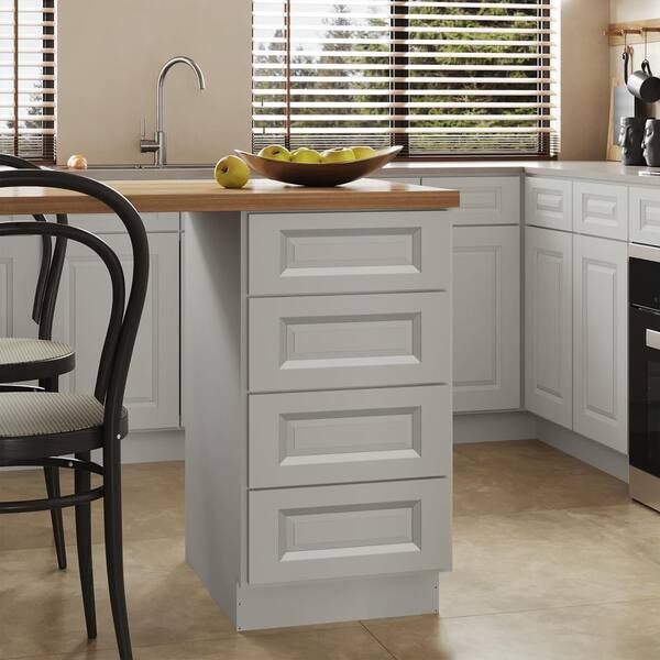 Hausvita 15 in. W x 24 in. D x 34.5 in. H in Traditional Dove Plywood Ready to Assemble Kitchen Base Cabinet with 4 Drawers