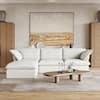 J&E Home 122.82 in. 4-Pieces Flared Arm Modular Velvet Modern Sectional Sofa in White 4-Pieces JE-120WE-2345