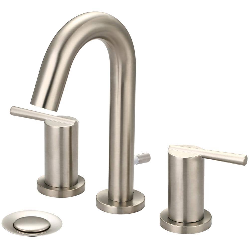 OLYMPIA I2V 4 in. Centerset Double-Handle Bathroom Faucet with Drain Assembly in Brushed Nickel -  Olympia Faucets, L-7420-BN