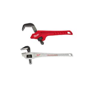 18 in. Aluminum Offset Pipe Wrench and 12 in. Steel Offset Hex Pipe Wrench