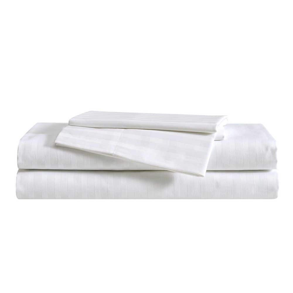 Dobby Stripe 4-Piece White Cotton King Sheet Set price history on PriceWatchPro