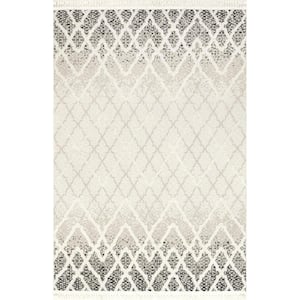 Poppy Moroccan Ombre High/Low Tasseled Area Rug Beige 5' 3" ft. x 7' 7" ft. Area Rug