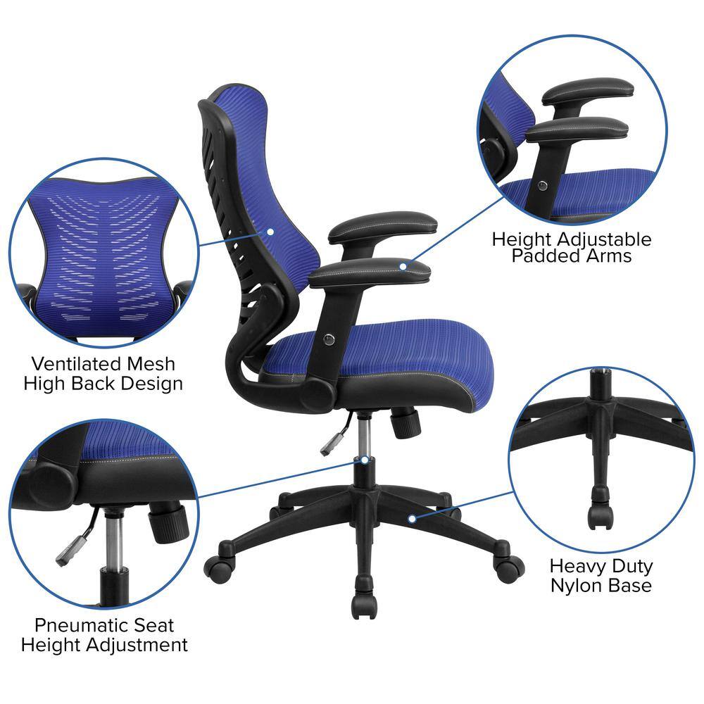High-Back Blue Mesh Ergonomic Executive Swivel Chair