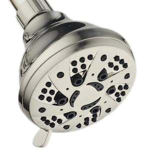 6-Spray 4 in. Single Wall Mount Fixed Adjustable Shower Head in Brushed Nickel