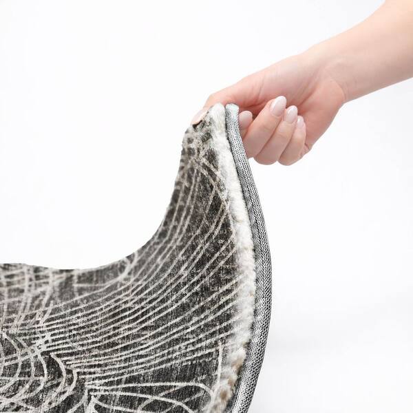 Dream Shag Premium Machine Washable Abstract ADS35 Charcoal 2 ft. x 7 ft. Runner Rug