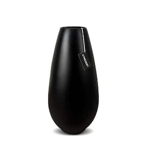 Drop Wide Tall Ceramic Vase In Black Matte 13.7 in. Height