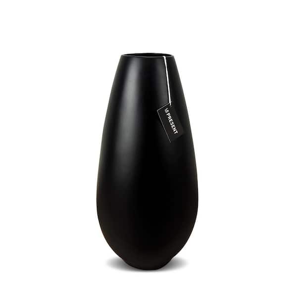 Unbranded Drop Wide Tall Ceramic Vase In Black Matte 13.7 in. Height