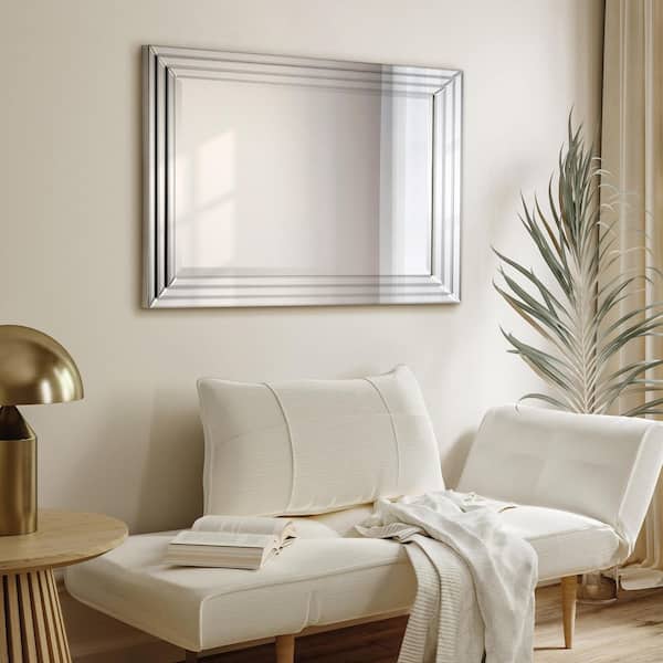 Medium Rectangle Clear Beveled Glass Modern Mirror (30 in. H x 40 in. W)