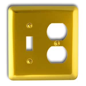 Brass 2-Gang 1-Toggle/1-Duplex Wall Plate (1-Pack)