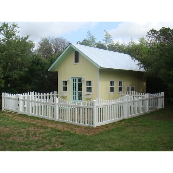 Weatherables Hampshire 5 ft. W x 4 ft. H Khaki Vinyl Picket Fence Gate Kit Includes Gate Hardware