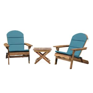 Malibu Natural 5-Piece Wood Patio Conversation Seating Set with Dark Teal Cushions