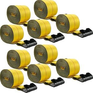 4 in. x 30 ft. Truck Straps Heavy-Duty Flatbed Strap 15,400 lbs. Capacity for Flatbeds Trucks Rescues in Yellow 10-Pack