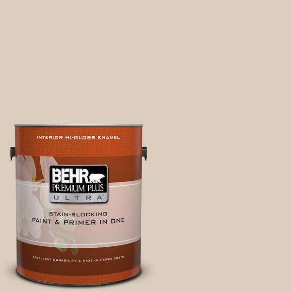 BEHR Premium Plus Ultra 1 gal. #BWC-25 Sandy Clay Hi-Gloss Enamel Interior Paint and Primer in One