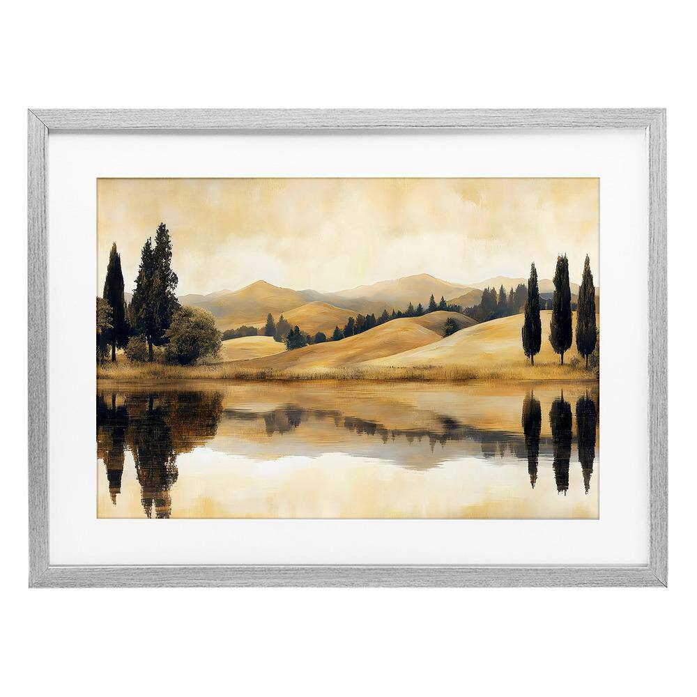 Reflective Fields View by LSR Creative Studio 1 Piece Gray Under Glass Framed Nature Graphic Art Print 17 in. x 23 in. price history on PriceWatchPro