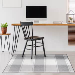 Buffalo Plaid Grey and White 3 ft. x 5 ft. Machine Washable Accent Rug