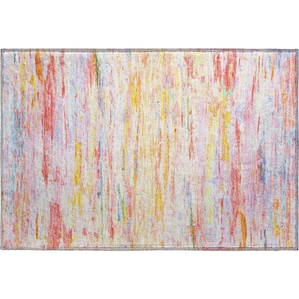 Mayfield Premium Machine Washable Abstract AMF1985 Coral 2 ft. x 3 ft. Accent Rug