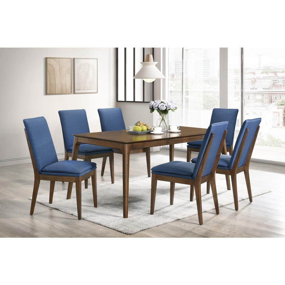 New Classic Furniture Maggie 7 Piece Wood Dining Table Set Blue