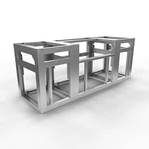 The Brookline Fully Adjustable and Modular Outdoor Kitchen Grill Island Framing Kit in Galvanized Steel