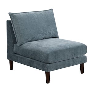 Rio Slate Blue Fabric Sofa Armless Chair with Lumbar Cushion