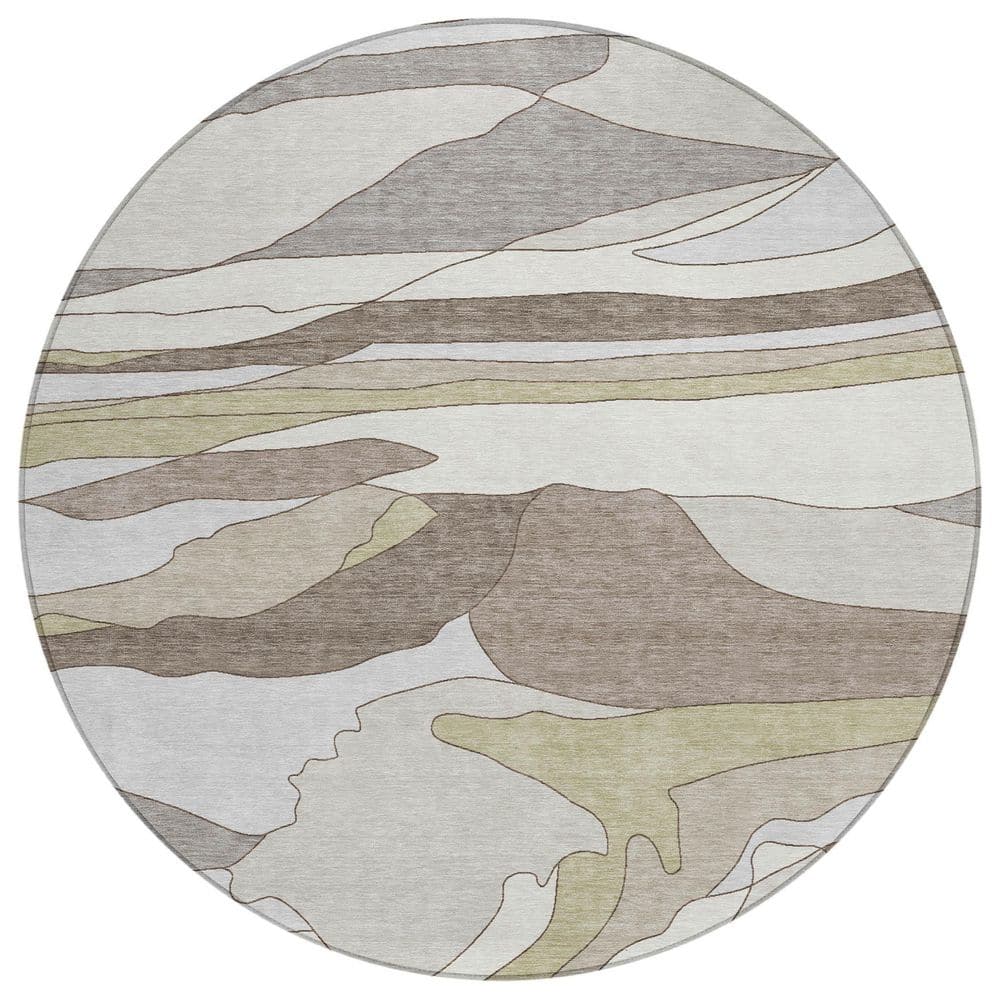 Chantille Machine Washable Indoor/Outdoor Abstract ACN2777 Ivory 8 ft. x 8 ft. Round Rug price history on PriceWatchPro