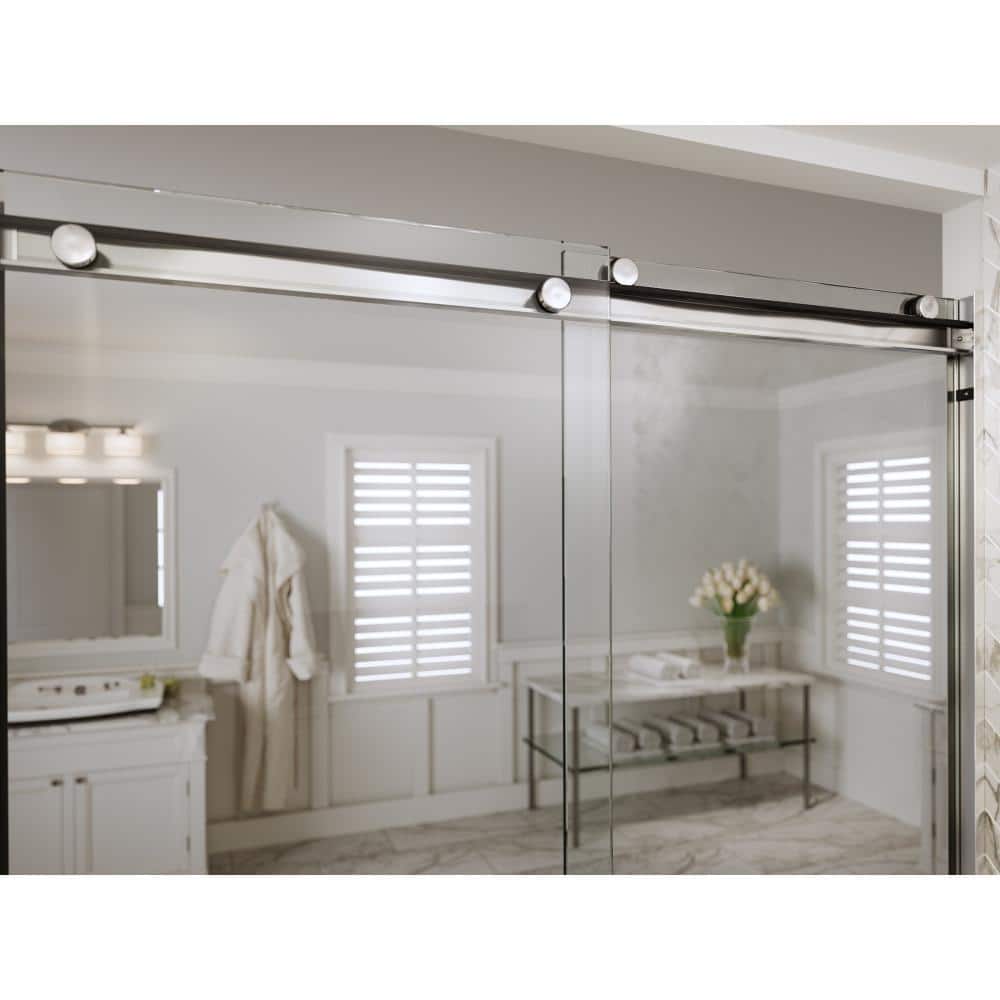 Rotolo 48" Chrome Semi-Frameless Sliding Shower Door with Clear Glass